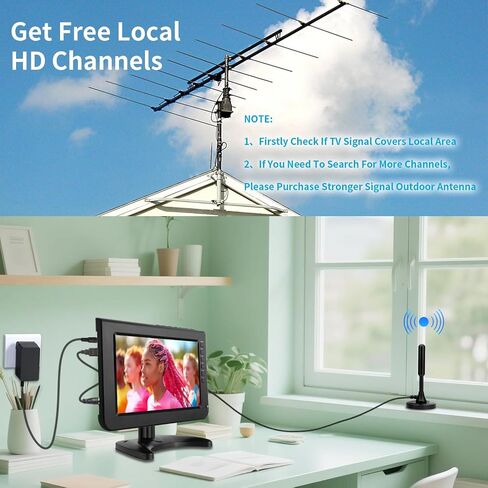 Jexiop 10.1inch Portable TV,720P Screen Small Television with Antenna and Digital ATSC Tuner,HDMI USB Port,12 Volt Charger Cable/AC Power for Caravan and Kitchen in Saudi Arabia