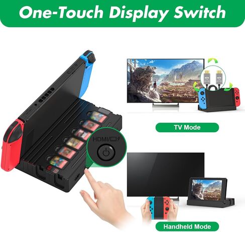 TV Docking Station with Joycon Charging for Switch,Storable 6 Game Cards/6 TF Cards,Switch Docking Station Support 4K HD Adapter Output with Cable and 15V/2.6A USB-C Charger in Saudi Arabia