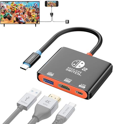 Portable Handheld Gaming Dock USB C Dock with 4K@60Hz HDMI Adapter | 100W PD Charging and USB 3.0 Hub for Switch 2, ROG Ally X, Steam Deck, Legion Go and More USB-C Devices in Saudi Arabia