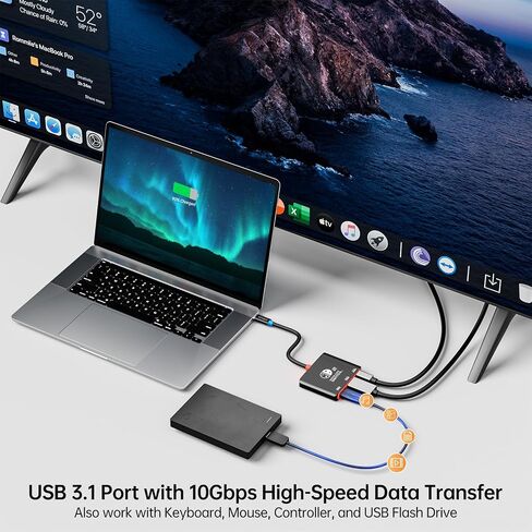 Portable Handheld Gaming Dock USB C Dock with 4K@60Hz HDMI Adapter | 100W PD Charging and USB 3.0 Hub for Switch 2, ROG Ally X, Steam Deck, Legion Go and More USB-C Devices in Saudi Arabia