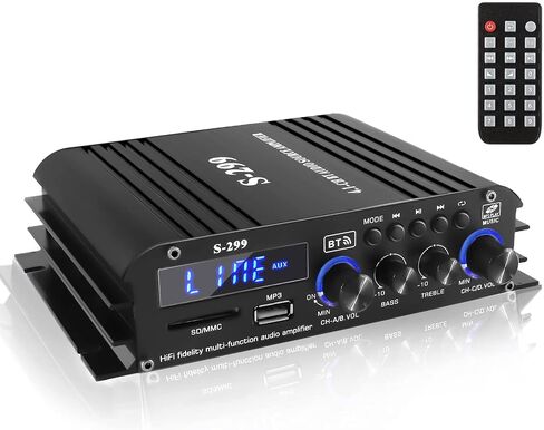 Romicta 4.1 Channel Home Audio Amplifier Receiver, Bluetooth 5.0 Mini Amp with Subwoofer Output, RMS 4x50W MAX 800W for Home Theater/Car- USB/SD/AUX Input, for Passive Speakers and Active subwoofer in Saudi Arabia