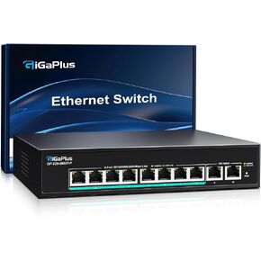 10 Port 2.5Gb Unmanaged PoE Switch with 8*2.5G Base-T PoE Ports, 2*10G SFP+ Uplink, 802.3af/at (PoE+), 80Gbps Switching Capacity, GigaPlus 2.5G PoE Switch for 2.5Gb NAS/PC, WiFi6 Router, Wireless AP in Saudi Arabia
