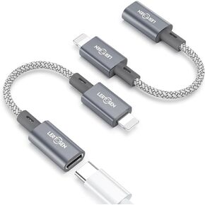 MFi Certified USB C to Lightning Adapter 2 Pack,27W PD Fast Charging & Data Sync Cable Adapter,Type C Female to Lightning Male Charger Converter for iPhone 14/13/12/11,iPad,AirPods - Not for Audio/OTG in Saudi Arabia