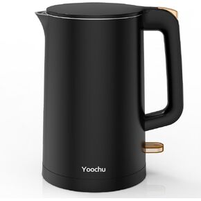Electric Tea Kettle, 1.7L Stainless Steel Cool Touch Double Wall, Hot Water Boiler, 1500W Fast Boiling, Boil Dry Protection, BPA-Free, Black in Saudi Arabia