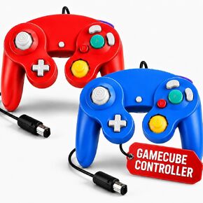 Hopevry 2 Pack Gamecube Controller | Wired Controller for Wii & Gamecube | Red & Blue Wii Classic GameCubes Controller in Kuwait