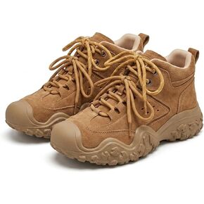 Retro Rugged Suede Leather Platform Ankle Combat Boots for Women Outdoor Hiking Traveling Desert Tactical Shoes with Non Slip Lug Sole and Cushioned Support for All Terrain in Saudi Arabia