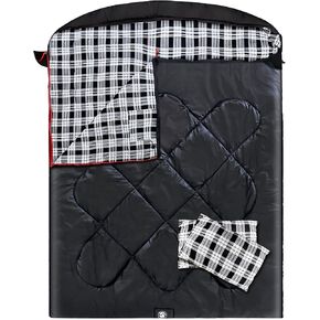 ShinHye Double Sleeping Bag for Adults with 2 Pillows, Camping Sleeping Bags Flannel Cotton 2 Person Sleeping Bags XXL Queen Size Sleeping Bag for Cold Weather in Saudi Arabia