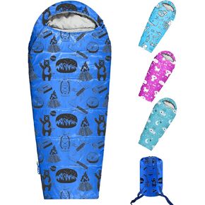 KidzAdventure Mummy Style 32 – 59F Kids Sleeping Bag with Pillow Sleeve, 4 Season, Lightweight and Backpacking Style, Ideal for Camping, Sleepover, Boys, Girls, and Youth in Saudi Arabia