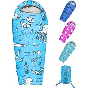 KidzAdventure Mummy Style 32 – 59F Kids Sleeping Bag with Pillow Sleeve, 4 Season, Lightweight and Backpacking Style, Ideal for Camping, Sleepover, Boys, Girls, and Youth in Kuwait