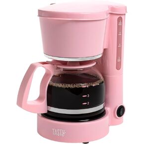 Tasty 5-Cup Coffee Maker with Auto Pause & Pour, Reusable Filter, Easy View Water Reservoir and Warming Plate, Glass Carafe, Compact Brew & Drip Coffee Maker, 5-Cup, Pink in Saudi Arabia
