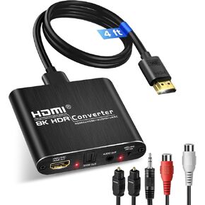 avedio links HDMI eARC/ARC Audio Extractor 4K@60Hz, HDMI to Optical Toslink SPDIF & 3.5mm AUX Stereo Audio Converter Splitter, HDCP 2.2, PCM/DTS 5.1 | Supports HDCP 2.2 and PCM/DTS 5.1 audio formats, Compatible with TVs, Soundbars, AV receivers, Blu-ray p in Saudi Arabia