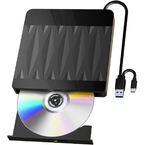 External Blu Ray Drive Bluray Burner External Support 3D Playback Discs | USB 3.0 Type-C BD/DVD/CD Writer for PC External Blu Ray Burner Compatible with Windows XP/7/8/10/11, Linux, Mac OS in Saudi Arabia