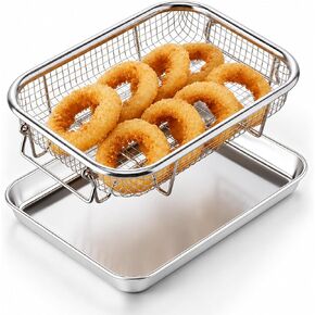 E-far Air Fryer Basket for Oven, Large Air Fryer Basket & Tray, 18’’ x 13’’ | Stainless Steel Crisper Tray & Baking Pan, for Oven Cooking Broiling Grilling, Heavy Duty & Dishwasher Safe in Kuwait