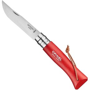Opinel Colorama Series No. 8 - Stainless Steel Everyday Carry Folding Pocket Knife with Leather Strap, Painted Hornbeam Handles in Saudi Arabia