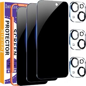 IMBZBK 3 Pack Privacy Screen Protector for iPhone 17 Pro, Tempered Glass | 9H+ Hardness, Military Grade Shatterproof, Case Friendly, Bubble Free Auto-Dust Removal, with 3 Camera Lens Protectors in Saudi Arabia
