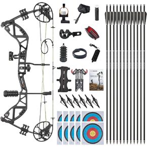 TOPARCHERY Compound Bow and Arrow for Adult Youth and Beginner- Right Hand Archery Compound Bows,Adjustable 30-70LB Draw Weight, 23.5-30.5IN Draw Length, Archery Hunting Bow Set in Saudi Arabia