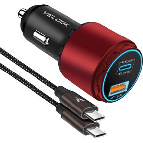 Super Fast Type C Car Charger [63W Turbo], 45W PPS/PD 3.0 USB C Car Adapter | Fast Adaptive Car Charger [Super Fast Charging 2.0],for Samsung S26 Ultra/S25 Ultra/S24 Ultra/S23 Ultra/S22+,iPad Pro,MacBook in Kuwait