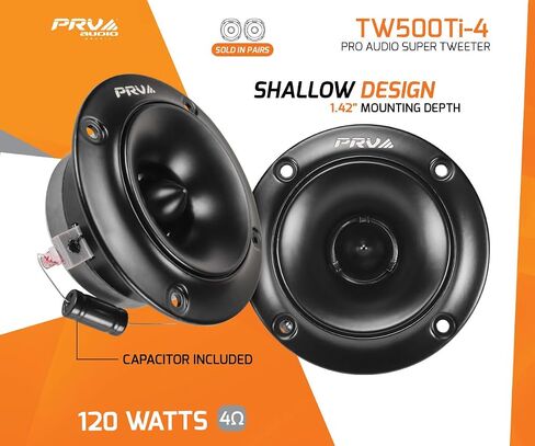 مكبرات صوت صغيرة من PRV AUDIO TW500Ti-4 - 240 وات، مكبرات صوت تيتانيوم 3.75 بوصة لصوت السيارة - سهلة التركيب (زوج) in Kuwait