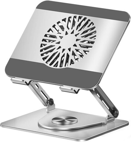 360° Rotatable Foldable Laptop Stand with Cooling Fan, Dual Support Height Angle Adjustable Laptop Cooler Fits 10-17.3 Inch Laptops in Saudi Arabia