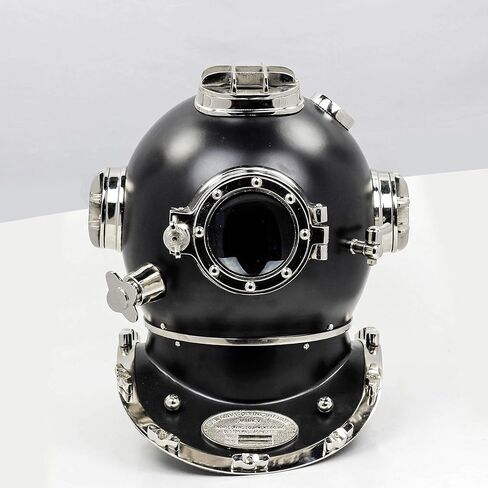 18" Scuba Diving Nautical Helmet | Maritime Ship's Decorative Helmet | Medieval-Mercantile (18 Inches, Nickel Black) in Saudi Arabia