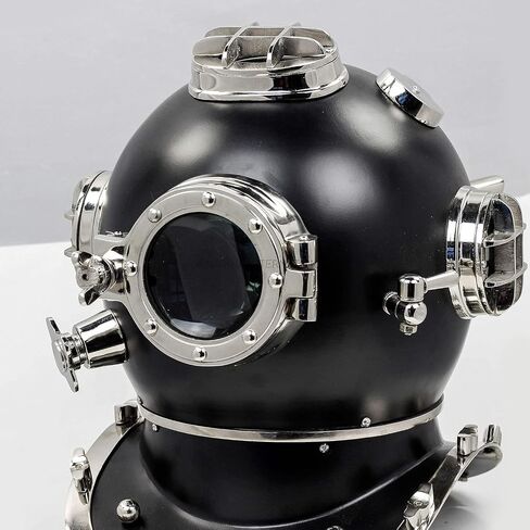 18" Scuba Diving Nautical Helmet | Maritime Ship's Decorative Helmet | Medieval-Mercantile (18 Inches, Nickel Black) in Saudi Arabia
