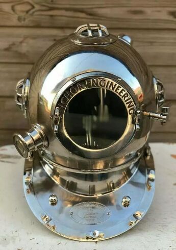 Silver US Navy Mark V Deep Sea Antique Scuba Marine Divers Diving Helmet Diver 18" Inch Gift in Saudi Arabia