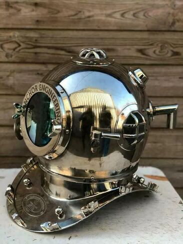 Silver US Navy Mark V Deep Sea Antique Scuba Marine Divers Diving Helmet Diver 18" Inch Gift in Saudi Arabia
