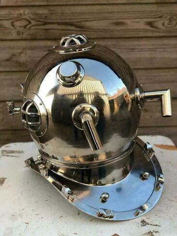 Silver US Navy Mark V Deep Sea Antique Scuba Marine Divers Diving Helmet Diver 18" Inch Gift in Saudi Arabia