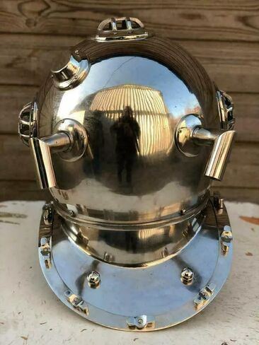 Silver US Navy Mark V Deep Sea Antique Scuba Marine Divers Diving Helmet Diver 18" Inch Gift in Saudi Arabia