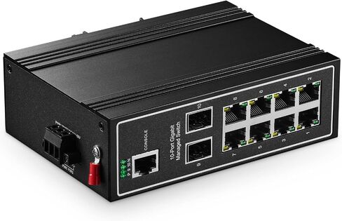 Binardat 5 Port Gigabit Din Rail Industrial Ethernet Switch, 4 Ports and 1 Uplink 10/100/1000Mbps, Fanless Wall Mount, with One Power Supply in Kuwait