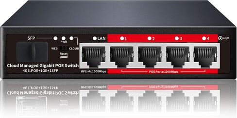 STEAMEMO 5 Port PoE+ Switch | Easy Smart Managed Ethernet Switch | Support VLAN, QoS | 52W Total PoE Budget | Fanless Metal | Plug & Play (Desktop/Wall Mount) in Saudi Arabia