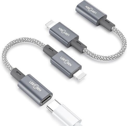 MFi Certified USB C to Lightning Adapter 2 Pack,27W PD Fast Charging & Data Sync Cable Adapter,Type C Female to Lightning Male Charger Converter for iPhone 14/13/12/11,iPad,AirPods - Not for Audio/OTG in Saudi Arabia
