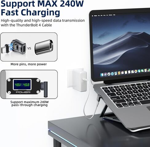 USB C Magnetic Adapter 240W, 2 Pack, 24 Pin Straight USBC 4 40Gbps 8K 60Hz in Kuwait