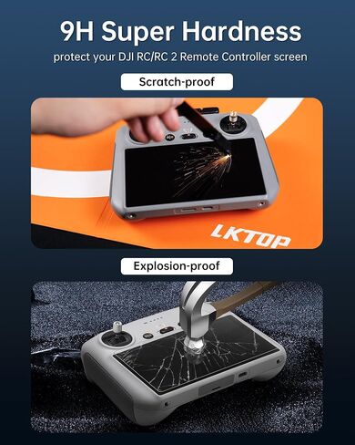 LKTOP 2 Pack RC/RC2 Screen Protector for DJI RC/RC 2 Controller Accessories Mini 4 Pro HD Tempered Glass Mini 3 Pro Film for DJI Mini 4/3 Series, Mavic 4 Pro, Mavic 3 Series, Air 3, Air 2S, Flip, Neo in Saudi Arabia