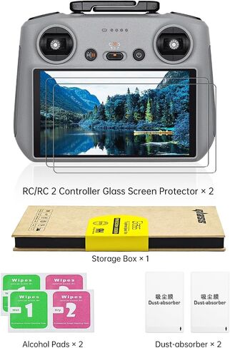 LKTOP 2 Pack RC/RC2 Screen Protector for DJI RC/RC 2 Controller Accessories Mini 4 Pro HD Tempered Glass Mini 3 Pro Film for DJI Mini 4/3 Series, Mavic 4 Pro, Mavic 3 Series, Air 3, Air 2S, Flip, Neo in Saudi Arabia