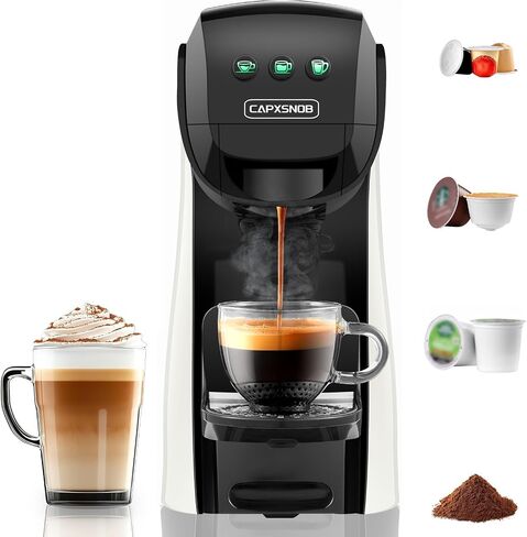 ماكينة صنع القهوة وآلة إسبرسو 4 في 1 من Warriors1 للقرون والأرضيات، 20 بار | يناسب كوب K/Nespresso/Dolce Gusto/Grounds، 3 أحجام أكواب، وقت تحضير/درجة حرارة مخصصة، 5.3 بوصة عرض للمنزل/المكتب، هيكل متين وخالي من مادة BPA in Kuwait