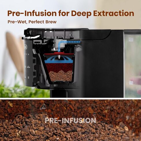 Gevi Single Serve K Cup Coffee Maker, Brew Ground Coffee, 40oz Water Tank | Compatible with K Cups and Ground Coffee, Adjustable 6–14oz Brew Sizes, Large Removable 40oz Water Reservoir in Saudi Arabia