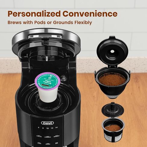 Gevi Single Serve K Cup Coffee Maker, Brew Ground Coffee, 40oz Water Tank | Compatible with K Cups and Ground Coffee, Adjustable 6–14oz Brew Sizes, Large Removable 40oz Water Reservoir in Saudi Arabia
