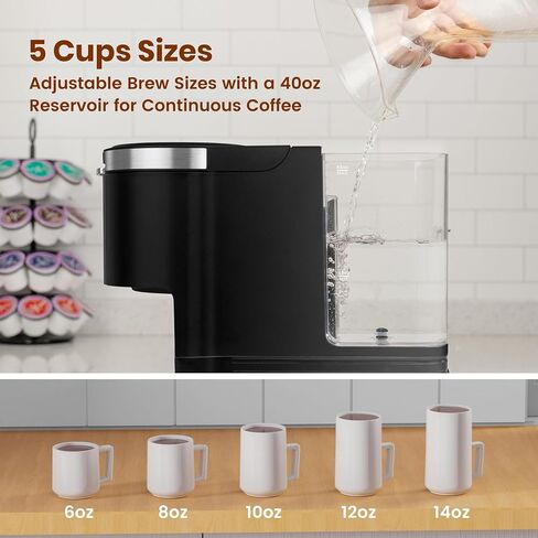 Gevi Single Serve K Cup Coffee Maker, Brew Ground Coffee, 40oz Water Tank | Compatible with K Cups and Ground Coffee, Adjustable 6–14oz Brew Sizes, Large Removable 40oz Water Reservoir in Saudi Arabia