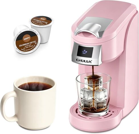 CHULUX Lite Single Serve Coffee Maker for K Cup with One Touch Brew, Pink | Boiler Fast Heating System, Unique Split-Flow Nozzle, Designed for Standard Mugs, 5 to 12 oz Brew Sizes, Single Cup Reservoir in Saudi Arabia