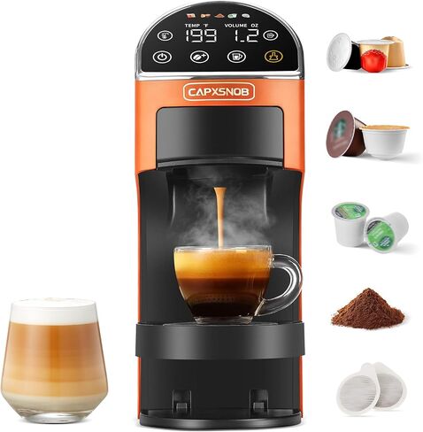 ماكينة تحضير القهوة Magician2 Mini 5 في 1 للكبسولات والأرضيات، تعمل باللمس | يناسب أكواب K Cup/Nespresso/Dolce Gusto & ESE، شاشة تعمل باللمس والتسريب المسبق، درجة حرارة/حجم قابل للتعديل، للمطبخ/المكتب/السكن، 20 بار in Kuwait