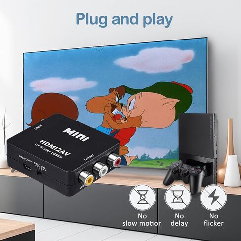 Wonlyus HDMI to RCA Converter with RCA and HD Cable, 1080P HDMI to AV 3RCA CVBs Composite Video Audio Adapter Supports PAL/NTSC for TV Stick, Apple TV, PC, Laptop, Xbox, DVD in Saudi Arabia