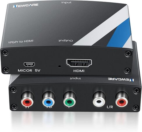 NEWCARE Component to HDMI Converter, Aluminum Alloy YPbPr + R/L to HDMI Adapter, 1080P Component 5RCA RGB Video Audio Converter for PS2 PS3 DVD Xbox 360 Nintendo Wii to Smart HDTV Monitor Projector | Aluminum Alloy Component 5RCA RGB Video Audio Converter in Saudi Arabia