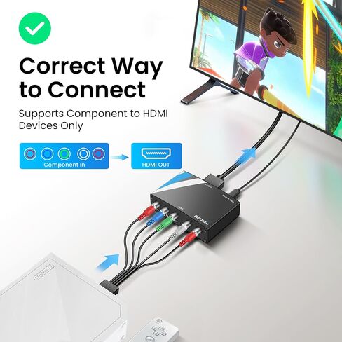 NEWCARE Component to HDMI Converter, Aluminum Alloy YPbPr + R/L to HDMI Adapter, 1080P Component 5RCA RGB Video Audio Converter for PS2 PS3 DVD Xbox 360 Nintendo Wii to Smart HDTV Monitor Projector | Aluminum Alloy Component 5RCA RGB Video Audio Converter in Saudi Arabia