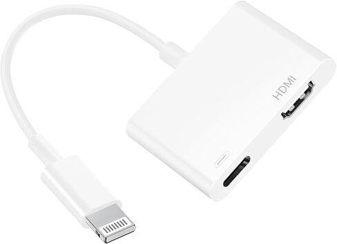 Lightning to HDMI Adapter for iPhone to TV, 1080P 4K@60Hz Video & Audio Sync Screen Converter Digital AV Adapter with Charging Port for iPhone 14 13 12 11 X 8 7 on HDTV/Projector/Monitor in Kuwait