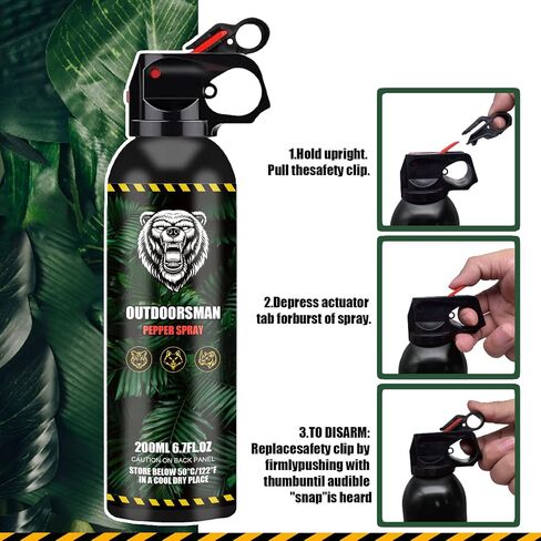 Pepper Spray Outdoor 6.7OZ Self Defense Easy Carry Fast Access | Deterrent for Camping, Hiking, Fishing, Powerful Blast Pattern Safety for Both Women and Men Quick Release in Saudi Arabia
