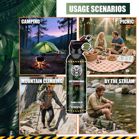 Pepper Spray Outdoor 6.7OZ Self Defense Easy Carry Fast Access | Deterrent for Camping, Hiking, Fishing, Powerful Blast Pattern Safety for Both Women and Men Quick Release in Saudi Arabia