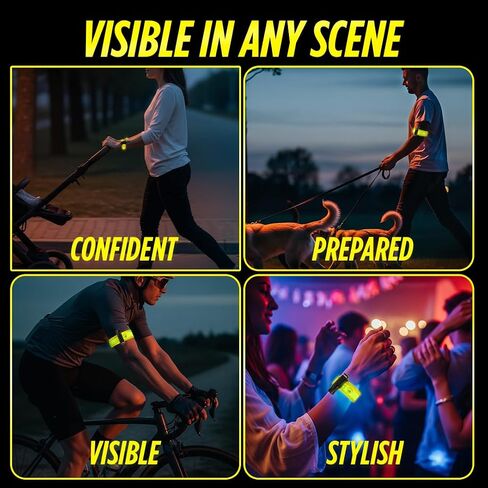 Pepper Spray Self Defense for Runners with Rechargeable LED Armband, Reflective Lights for Runners, Reflective Safety Gear Women, Men for Walking, Cycling at Night, High Visibility Arm Band in Saudi Arabia