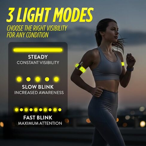 Pepper Spray Self Defense for Runners with Rechargeable LED Armband, Reflective Lights for Runners, Reflective Safety Gear Women, Men for Walking, Cycling at Night, High Visibility Arm Band in Saudi Arabia