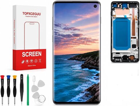 شاشة LCD بديلة لهاتف سامسونج جالاكسي S10 (ذهبي) | مجموعة محول رقمي لشاشة تعمل باللمس مقاس 6.1 بوصة مع إطار وأدوات تثبيت in Kuwait
